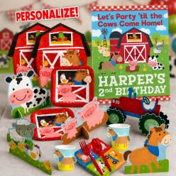 *Farm Birthday Deluxe PERSONALIZED Party Pack for 16